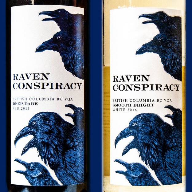 imagesivefound's tweet photo. Raven Conspiracy wine label, illustrations by Tina Furesz https://t.co/SGvY7SOCey