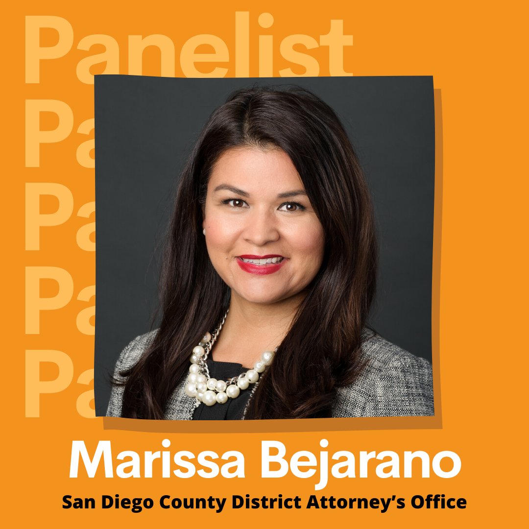 RiseSanDiego's tweet photo. Introducing our #RISENow panelists on child welfare:
#RISEFellow Marissa Bejarano is a Deputy District Attorney for the @SDDistAtty. She attends community meetings & events and works to prevent crime & disrupt the school to prison pipeline.
Register: https://t.co/KAV5B80Kg3 https://t.co/EWM8tFbUz4