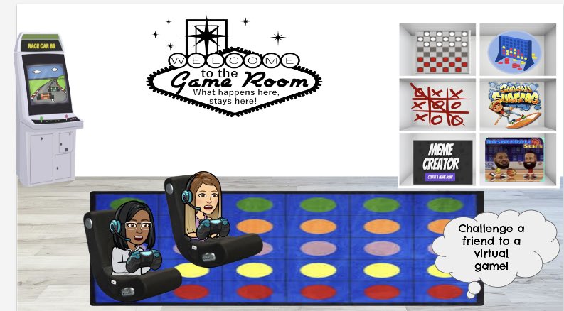 kayla_teaches5's tweet photo. Will the bitmoji craze keep @Rhodes2512 and I up late again? Probably. Check out our virtual game room! #JCPSDigIn #ThisIsHowINTI https://t.co/7GhHeqA8kH