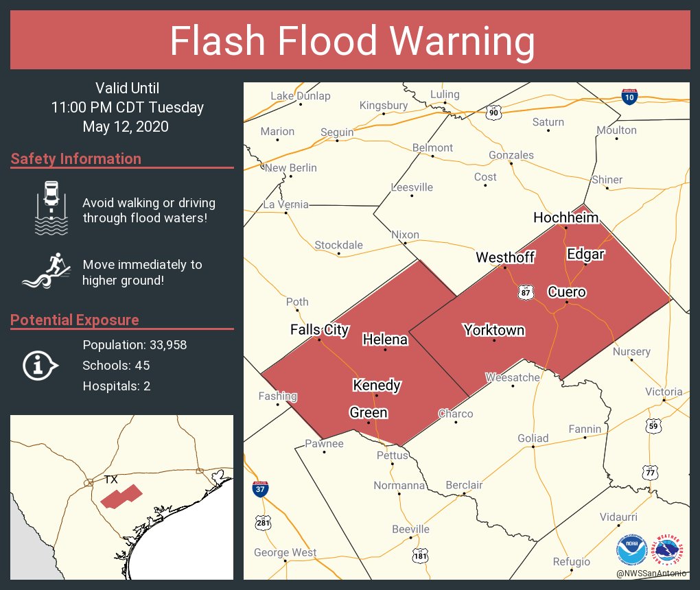 Flash Flood Warning including Cuero TX, Kenedy TX, Karnes City TX until ...