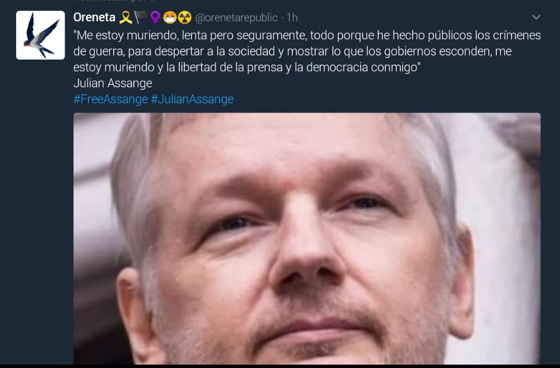 FanaletFernando's tweet photo. Es una vergüenza
que el mundo acepte esto
#JulianAssange #FreeAssange 
@orenetarepublic @hrw @nytimes @dw_politics @washingtonpost @UN @UNHumanRights @CIJ_ICJ @IntlCrimCourt @EU_Justice https://t.co/ZFeTTJXAhb