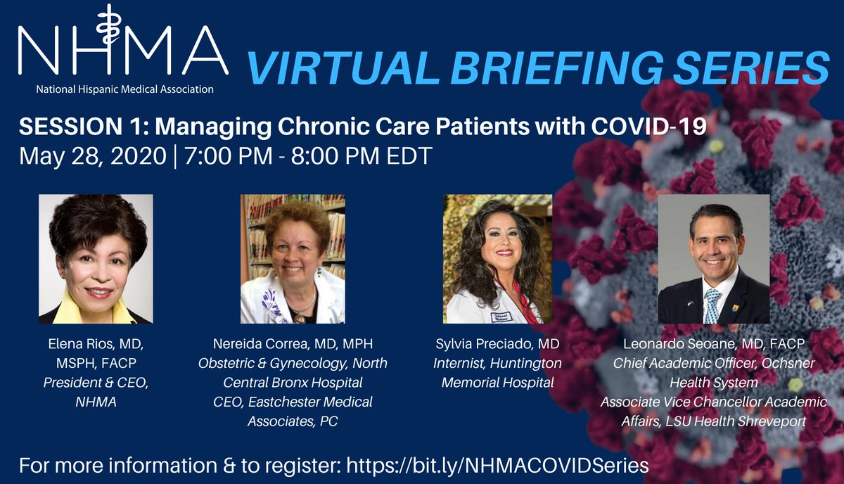 Join us &amp; our partners for Session 1 of our first virtual briefing series on #COVID-19 on May 28, as we discuss Managing Chronic Care Patients with COVID-19. bit.ly/NHMACOVIDSeries