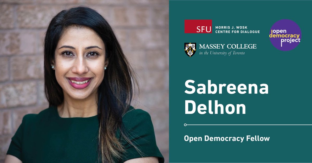 SFUDialogue's tweet image. Announcing Open Democracy Fellow @SabreenaDelhon. Co-created by @OpenDemocracyCA, with focus supporting Canada’s democracy sector through community building that convenes, connects and shares knowledge with local changemakers, non-profits and public sector bit.ly/3dDxDBP