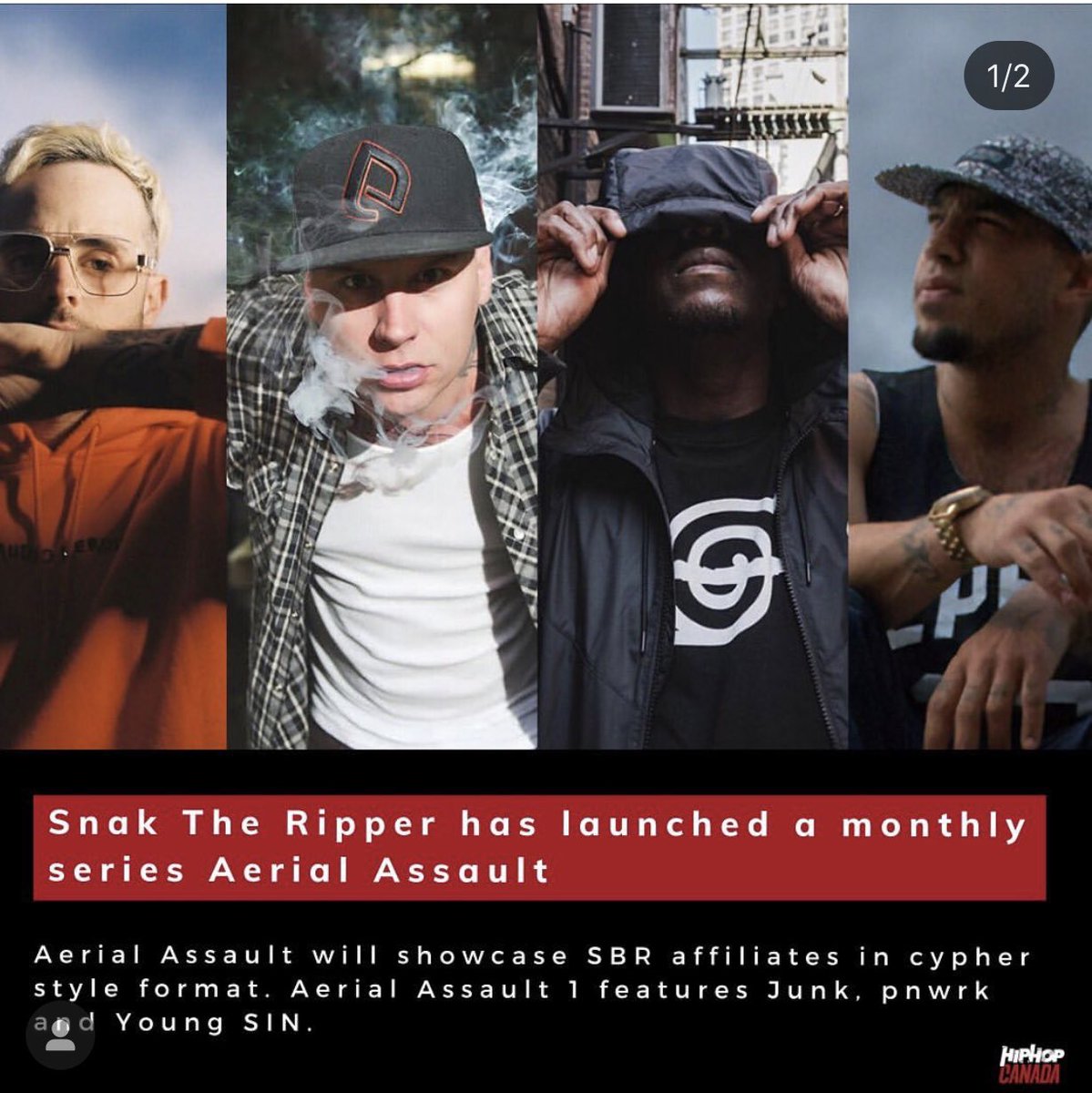 mynameisjunk_'s tweet photo. Front page of @HipHopCanada w/ @SnakTheRipper and co. for the new Aerial Assault lyric video out now: https://t.co/vQ6BwgxDnI

@StealthBombRecs https://t.co/vn62KAYoSf