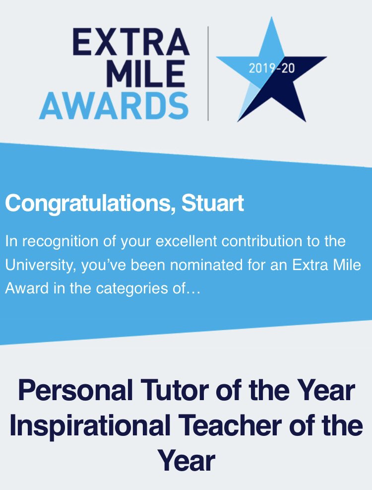 BCUteacherstu's tweet photo. Been off twitter for a while - working from home seems to take up more time than being on campus. But having received #BCUExtraMile nominations today thought posting would cheer up otherwise stressful times. Thanks to whoever nominated me (didn’t know my mom got a vote) @BCU_PCET https://t.co/LH7zbVJdqa