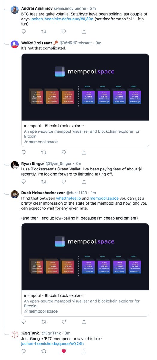 For the record, no one googles "BTC mempool" nor "jochen-hoenicke" to figure out what fee they should use to send a fucking transaction.
