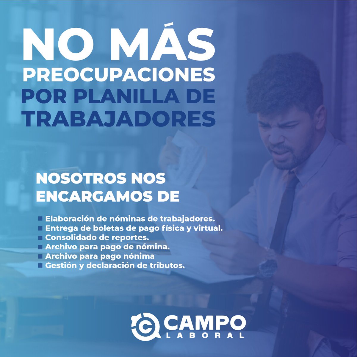 CampoLaboral's tweet photo. Nuestro excelente servicio al cliente hace la mejor opción al tercerizar. Siempre atendemos las comunicaciones y respondemos a la brevedad y de manera eficiente #tercerizacion #nominas #reducecostos #mejoresresultados #campolaboral info@campolaboral.pe https://t.co/B2bxXqgtH0