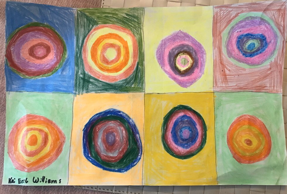 RodriguesPS159's tweet photo. Thank you Mrs. Matassa @art159q for introducing our young artists to Wassily Kandinsky! He was a Russian born artist who made his name working in Germany. He was an expressionist who used art to express his feelings &amp; emotions, usually through bold use of line and color! @PS159_Q https://t.co/ad0O9IQms6
