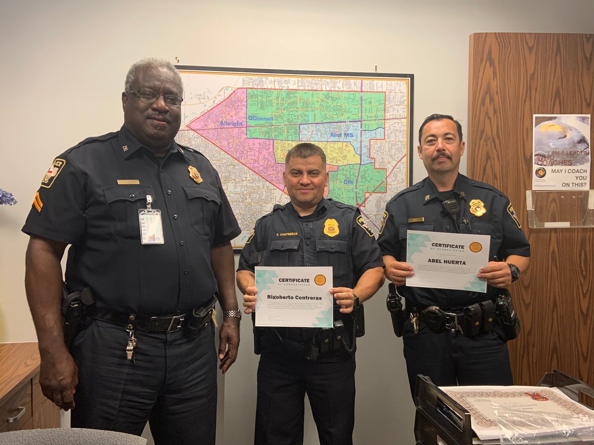 Today, after a theft from a contractor's truck while at an Alief facility, Officers Contreras and Huerta located and apprehended the thieves and recovered the over $10k in tools. The officers also recovered additional stolen property. Thank you to the brave officers of AISD PD.