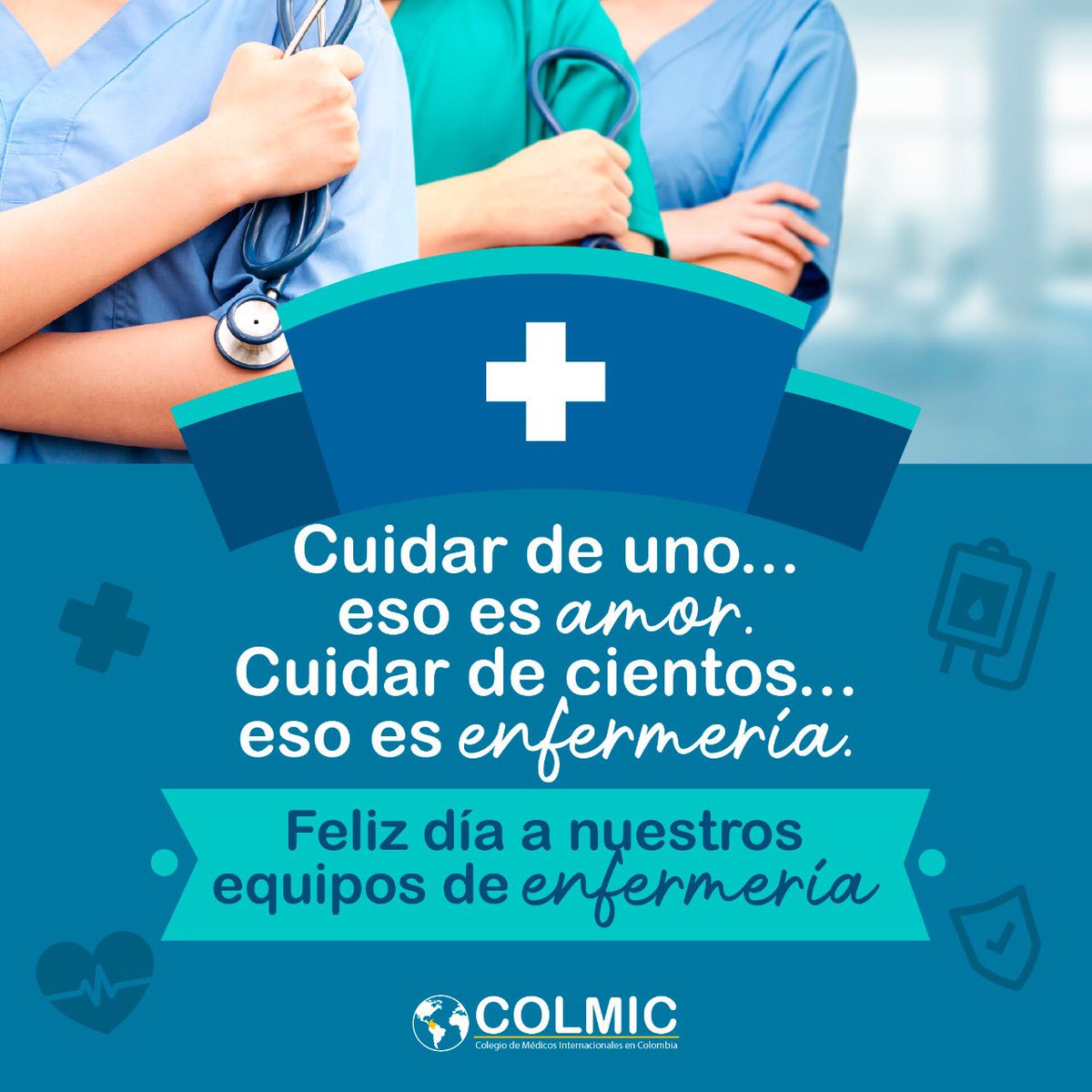ColmicColombia's tweet photo. Feliz día de la 𝗘𝗻𝗳𝗲𝗿𝗺𝗲𝗿𝗮, de verdad admiramos la labor que desempeñas. • • • Somos 𝗠𝗲́𝗱𝗶𝗰𝗼𝘀 𝘀𝗼𝗹𝗶𝗱𝗮𝗿𝗶𝗼𝘀 𝗽𝗼𝗿 𝗖𝗼𝗹𝗼𝗺𝗯𝗶𝗮 🇨🇴 #somoscolmic  #soycolmic  #Colmiccolombia  #medicosdelmundo  #medicoscolombia https://t.co/GJBTCERyYz