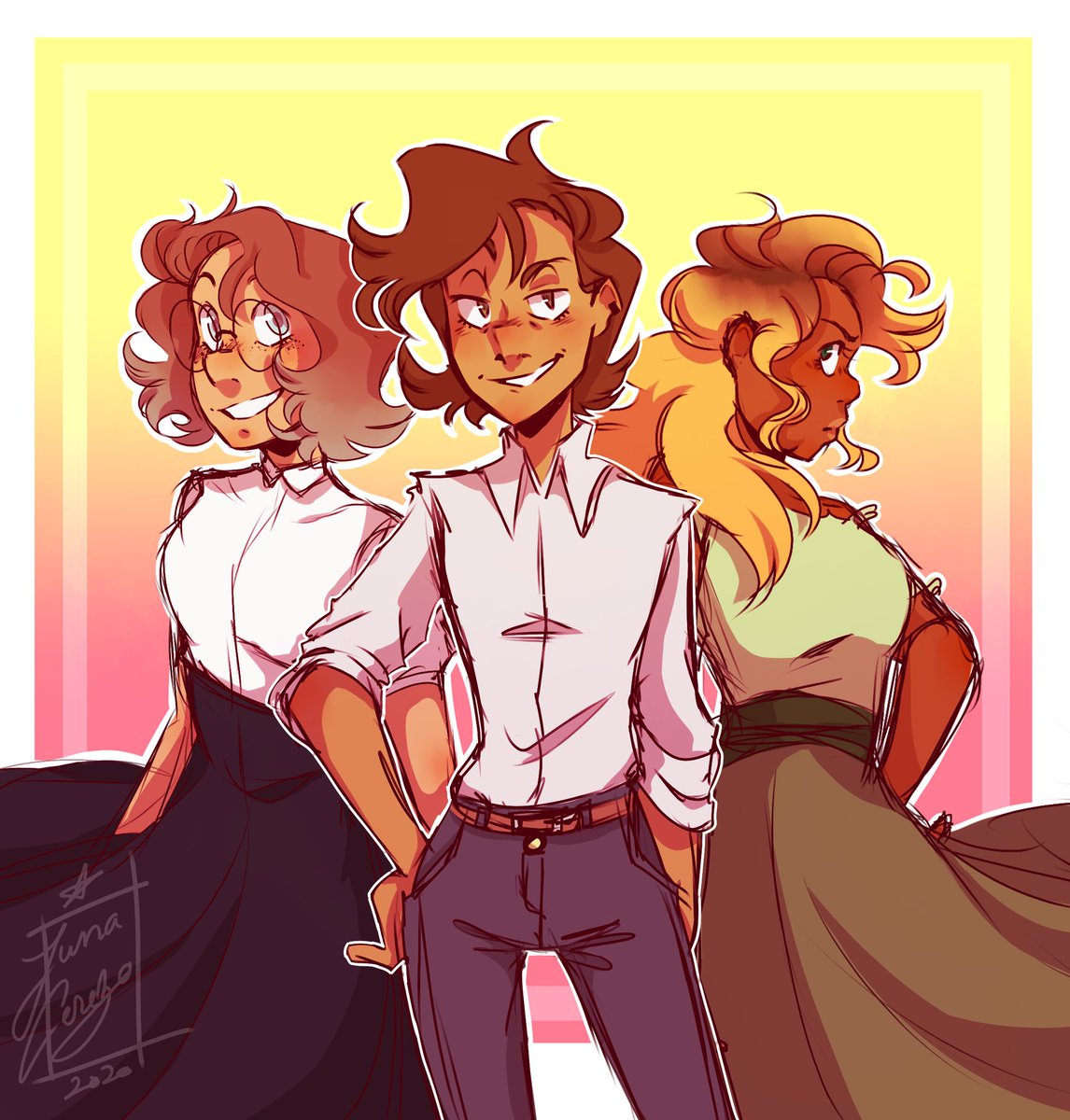 Its_DaGabrioche's tweet photo. Remade an old doodle of my girls "as" the Schuyler Sisters, and since Hamilton is trending,,, got inspired
#spheriverse #oc #lynn #alice #kris #hamiltoninspired https://t.co/UfDevc5946