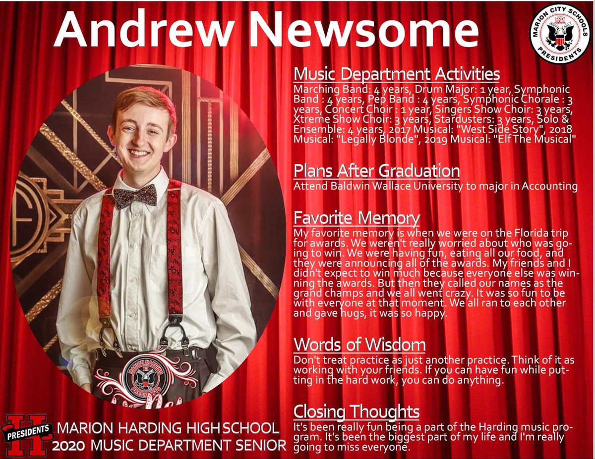 hhsmb's tweet photo. Shoutout to Drum Major, Andrew! He has been a poster child for balancing sports AND music, while doing both at a high level! He possess a true PASSION and curiosity for music that is always apparent. We are confident he is destined for great things in his future accounting career https://t.co/nhmEE0jSVM