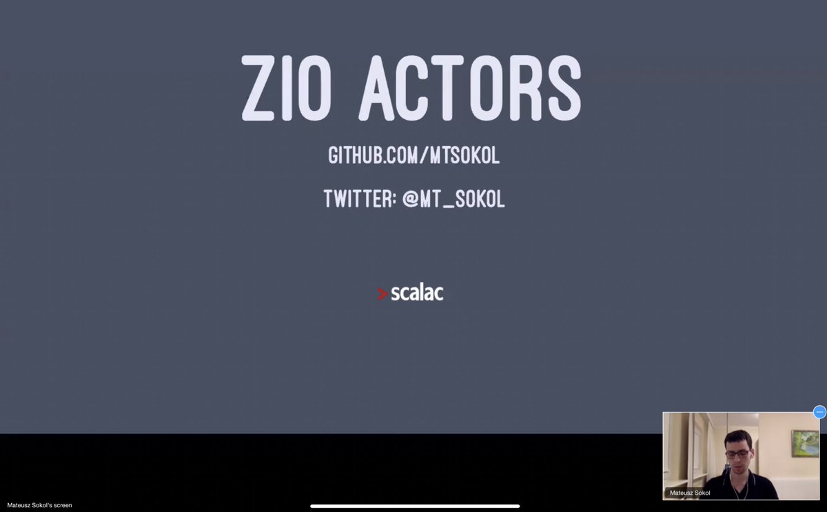 _ramoreira's tweet photo. #ZIO Actors by @mt_sokol at @lambda_conf 

It’s now possible to build and compose typed Actors in a purely-functional fashion, awesome work! https://t.co/IdKv920dBI