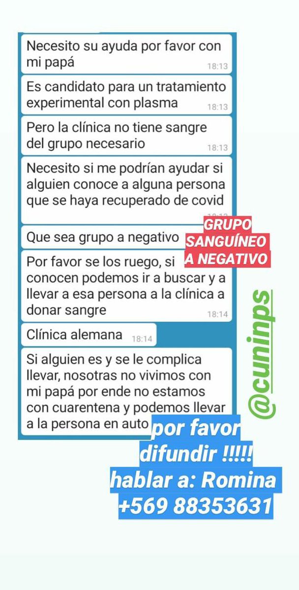 Solicitamos su ayuda para un Ex Voluntario de <a href="/Bomba_Decima/">Bomba España CBS</a>. Favor RT #Covid19Chile