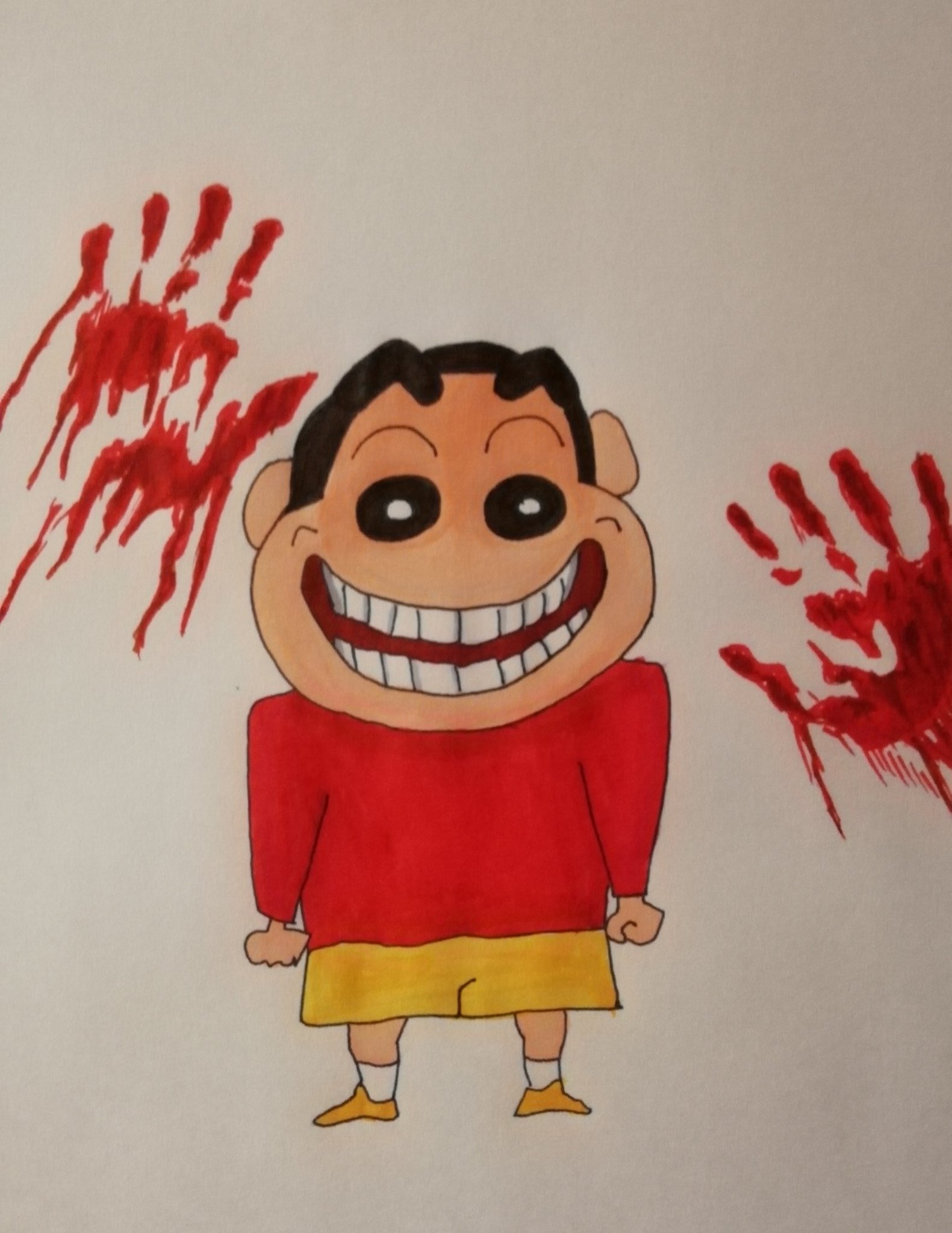 いつか歴史に名を残す一般人 野原しんのすけ正面から見た笑顔 クレヨンしんちゃん クレヨンしんちゃん都市伝説 ホラー イラスト いつか歴史に名を残す一般人 野原しんのすけ正面から見た笑顔 クレヨンしんちゃん クレヨンしんちゃん都市伝説 ホラー イラスト
