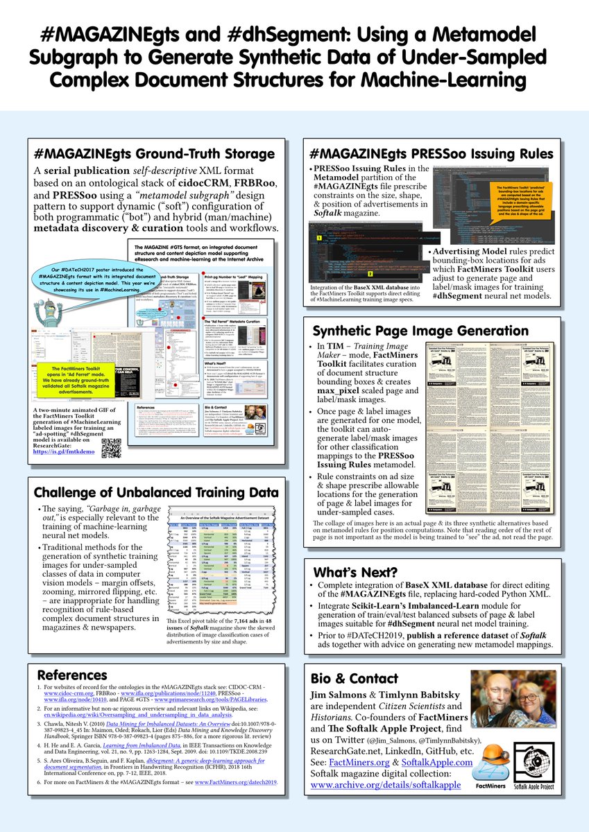 Jim_Salmons's tweet photo. Adding more @GraknLabs #graknNLP context seeking collab/advice: Here's link 2 Softalk #MAGAZINEgts file @internetarchive: https://t.co/1EtwRnOKcN. Images #DATeCH2017 & #DATeCH2019 posters. I believe #KGCN will enable inferences btw metamodel subgraph & structure/content datasets. https://t.co/mGpT0EQhl8
