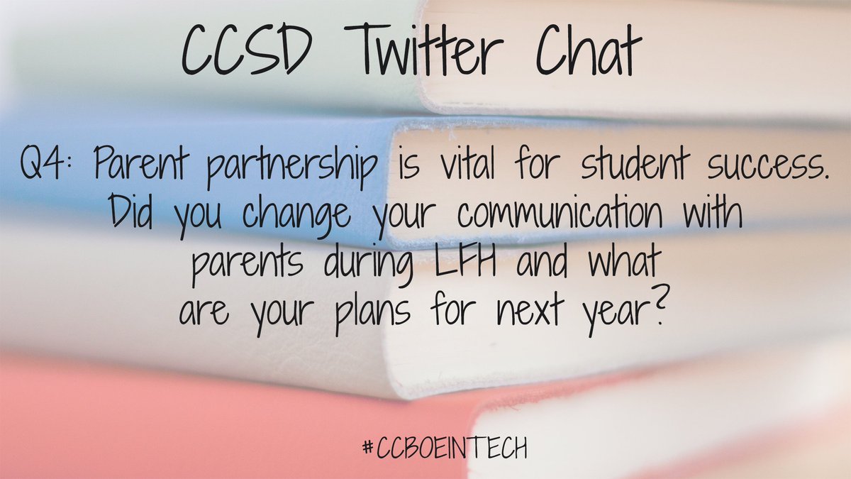 tw1489's tweet photo. Q4: Parent partnership is vital for student success. Did you change your communication with parents during LFH and what are your plans for next year? #ccboeintech https://t.co/M1v3UNzvx8