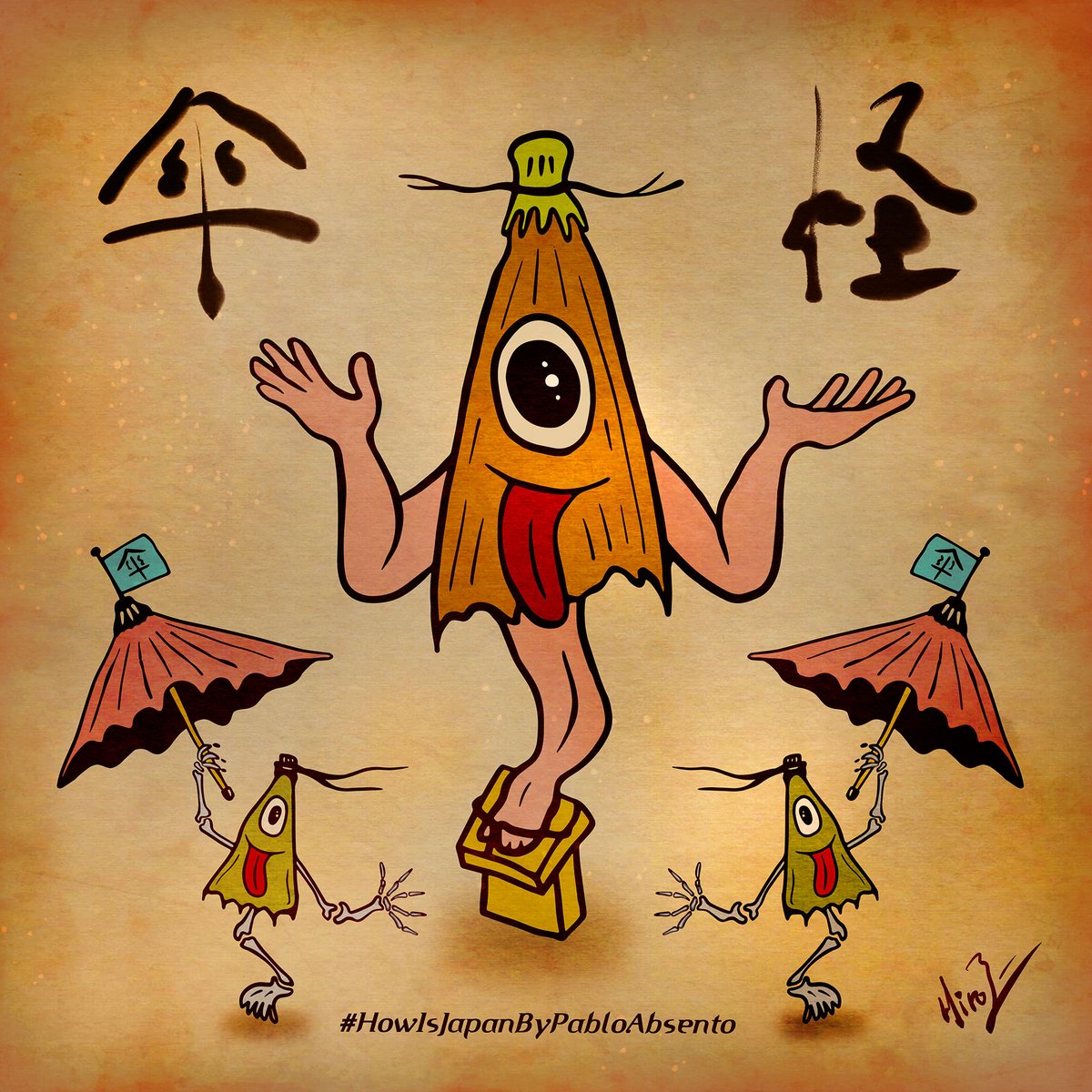 Kasa Obake (Umbrella Ghost) is one of the most weird and likable Japanese monster I guess. I drew the fun illustration and <a href="/PabloAbsento/">Pablo Absento</a> wrote her interesting story. 傘オバケの絵を描きました。👻😱☂️instagram.com/p/CADSfu3lVcl/
