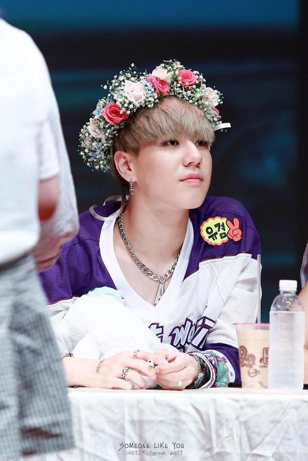 with flower crowns.