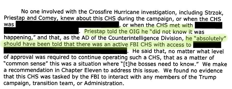 17\\According to the IG report, no member of the Crossfire Hurricane team was aware that the CHS in the Trump campaign until notified in March 2017. Bill Preistap told the OIG he “absolutely should have been told” about the FBI CHS with access to…? (Access to what?) 