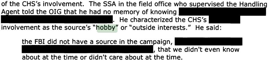 15\\The agent claims the source’s work as an FBI informant was a “hobby.”