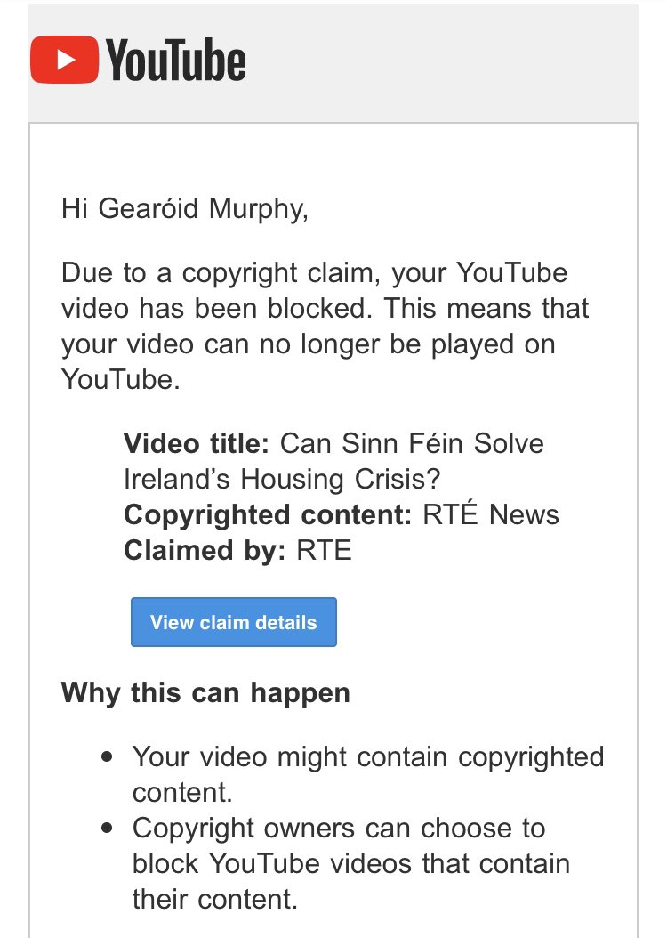 What happened to fair use? Particularly egregious from a state broadcaster I’ve literally paid for. We can no longer critique, evaluate or comment on state media. Great stuff
