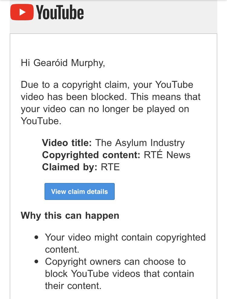 What happened to fair use? Particularly egregious from a state broadcaster I’ve literally paid for. We can no longer critique, evaluate or comment on state media. Great stuff