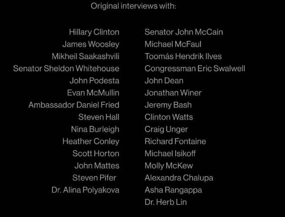 21\\Woolsey’s animosity for Flynn is on its fullest display during his appearance in the documentary Active Measures.Check out the names in this cast: