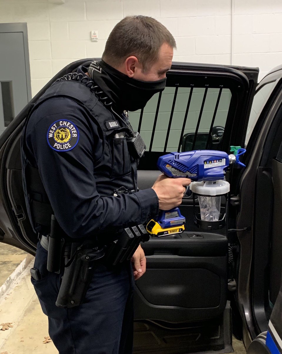 WCBoroPolice's tweet photo. Taking the time to be certain our vehicles are sanitized and safe for our officers (along with other “riders”) 

Stay safe everyone! 

#Cleanandready
#WCBPD https://t.co/rOtDxFNuAw