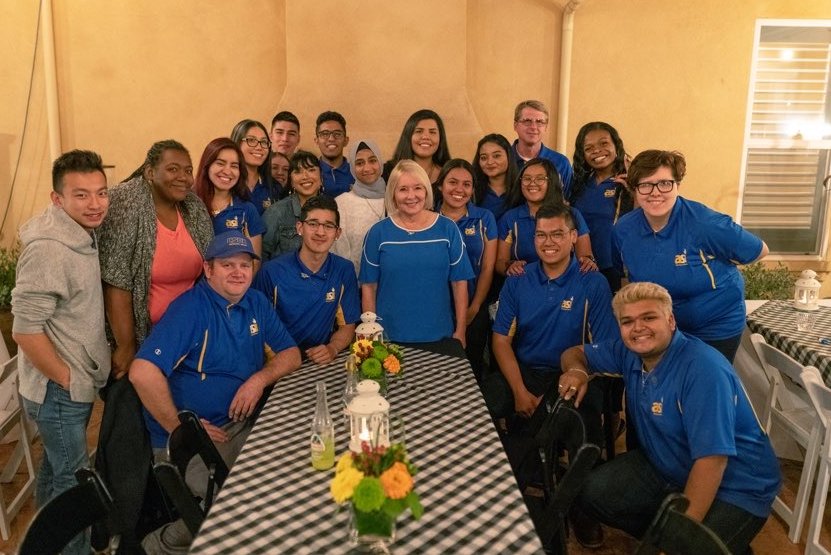 CSUB President Zelezny with Associated Students during an event.