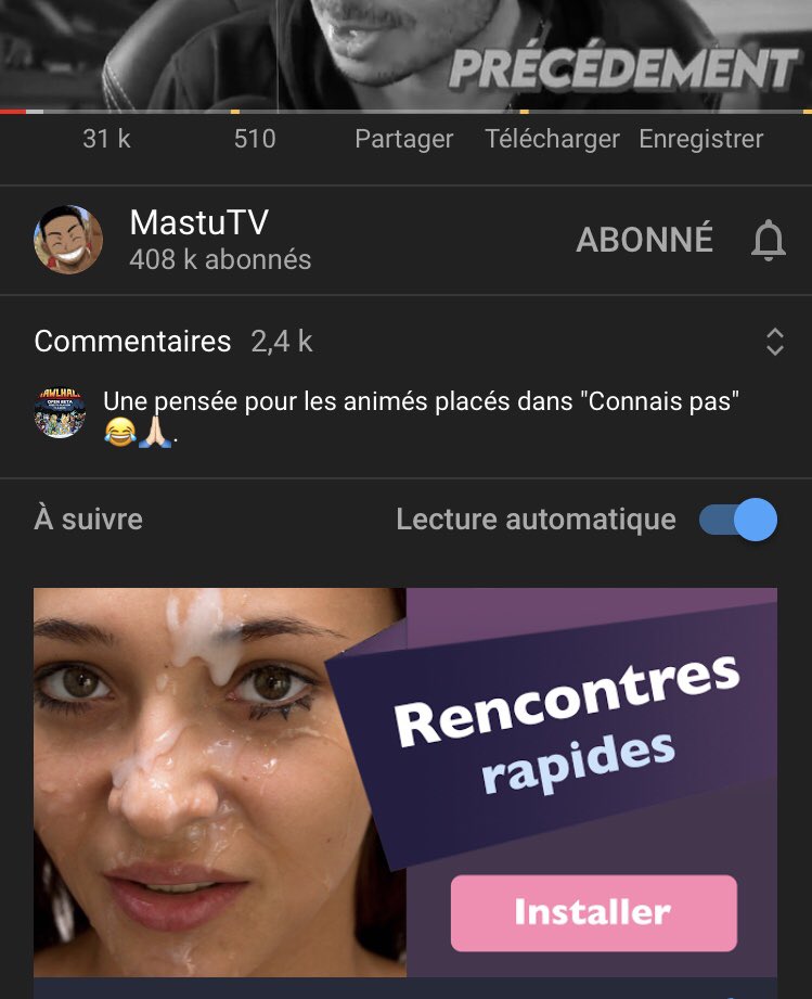Paranoxal_'s tweet photo. Coucou... alors bon... je voulais regarder la dernière vidéo de @mastuu_ et hem...🤔
C'EST QUOI CETTE PUBLICITÉ ??! Alors ce genre de choses passe sur YouTube alors que des créateurs peuvent se faire démonétiser pour un simple "merde" ou "putain" ?! J'ai du mal à comprendre la... https://t.co/lqfT7nu01G