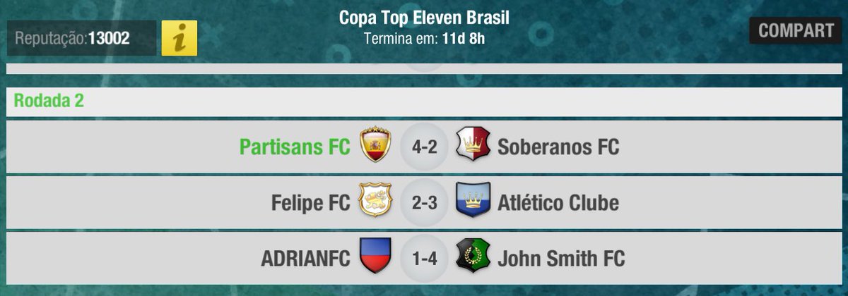 ligatopelevenbr's tweet photo. Classificação após 2 rodadas!
#TopEleven #TopEleven10Years @partisansfc @ https://t.co/Gm3GOKtYHp