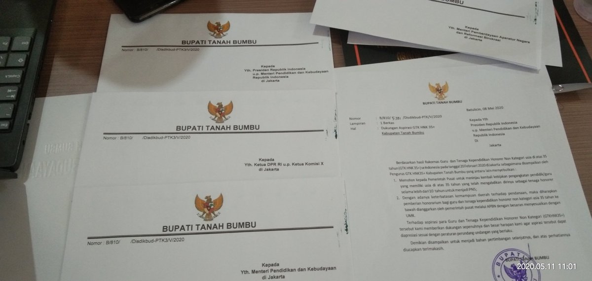 AminBahari10's tweet photo. GTKHNK 35+ Kab. Tanah Bumbu mendapat Surat Rekomendasi dari Bpk. Bupati Tanah Bumbu Prov. Kalsel
#PresidenJokowidodo
#DPRRI
#DPDRI
#kemenpanrb 
#BKN 
#KONSEPTORGTKHNK35+ https://t.co/O3hkQz8ndq