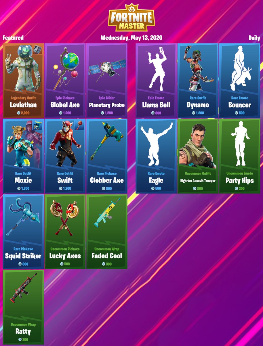 #Fortnite Item Shop for Wednesday, May 13, 2020

Support-a-Creator Code: FNMasterCom