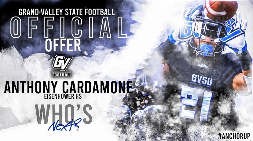 c4rdi's tweet photo. Blessed to announce I’ve received my 1st offer from Grand Valley State University!!!💙⚓️ #AnchorUp @CoachMitchGVSU @CoachLouisGVSU @CoachPostmaGV https://t.co/PSkp15cTAh