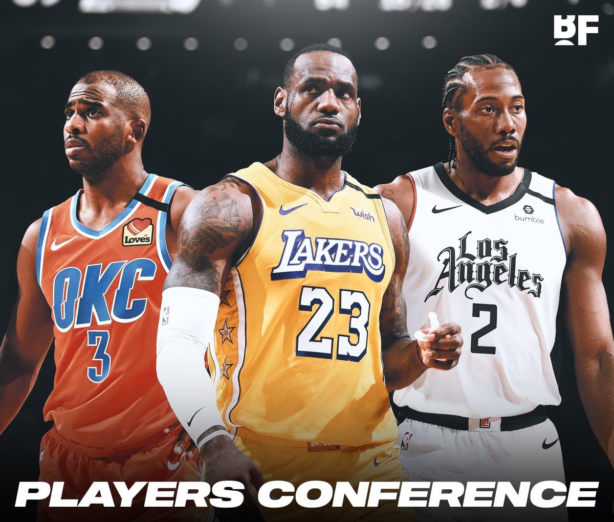 bballforever_'s tweet photo. A few NBA stars held a private conference call on Monday and all agreed that the season should resume.

Players involved were:

LeBron James
Chris Paul
Stephen Curry
Kevin Durant
Kawhi Leonard
Damian Lillard
Giannis Antetokounmpo
Russell Westbrook

(via @ChrisBHaynes) https://t.co/EQYAnKEUqD