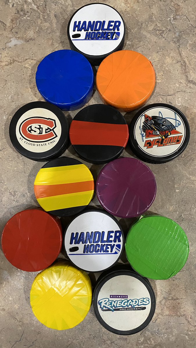 HandlerHockey's tweet photo. Getting back on the ice...

Phase One:

• Coaches assign each player a different color puck so when they lose it they know NOT to chase it down or fight over the puck. I’m assuming we still want to use social distancing https://t.co/v9h1AgnpNI