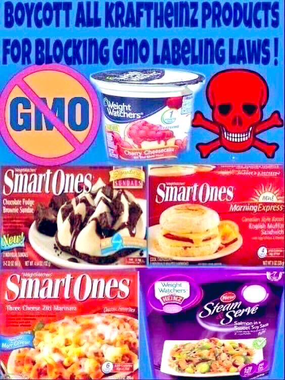 VirginiaInCal's tweet photo. Be a smart consumer, don't be fooled by a products deceitful name.
Boycott all #KraftHeinz products like #SmartOnes for blocking GMO labeling laws. #TuesdayThoughts @TruthByTZ @alcofnva @tibettruth @LauschJack @Trutherbotanyo2 @Twitlertwit https://t.co/IkQZWhegvI