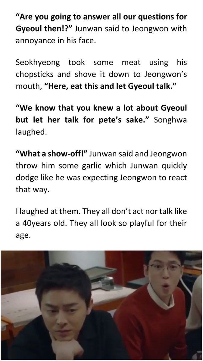 75. "You can talk freely to them"                  - Jeongwon*but ends up answering all the question. 