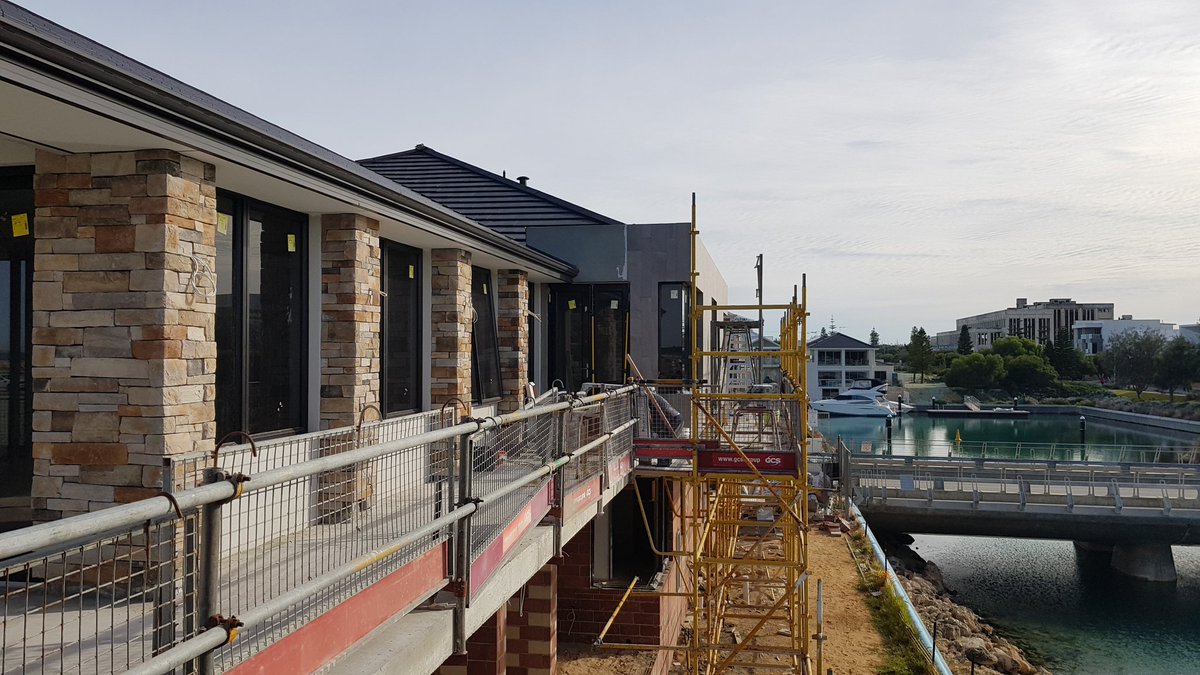CauseranoTiling's tweet photo. Ross doing mitres on the scaffolding, tiling the outside of this #Perthluxuryhome on the canal in #PortCoogee for #StannardHomes. More of this beauty to come...
#perthtiler #perthtiles #Perthbuilders #portcoogeemarina #Perth https://t.co/pubk1c7khE