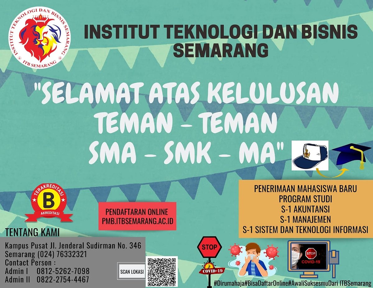 itb_semarang's tweet photo. Selamat atas kelulusan kalian yg selalu ada dihati, tetap semangat disini, jangan pergi-pergi ..
Maaf kalau telat ngucapin drpd tdk sama sekali 😁🙏 https://t.co/OkjWB4NgWk
