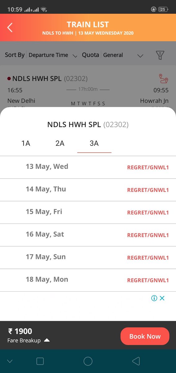 Mandeep_70's tweet photo. @fahadyali07 all trains all fully booked till 21 may..you have to check today night at 12:01 am for 22th may tickets.... https://t.co/N2jI1hGtnr