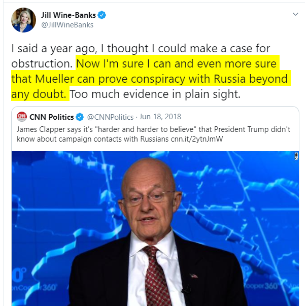 Those who oppose the Flynn case dismissal - Watergate Prosecutors member Jill Wine-Banks:"Mueller can prove conspiracy with Russia beyond any doubt."Peddlers of conspiracy theories.These are the people Judge Sullivan will listen to.