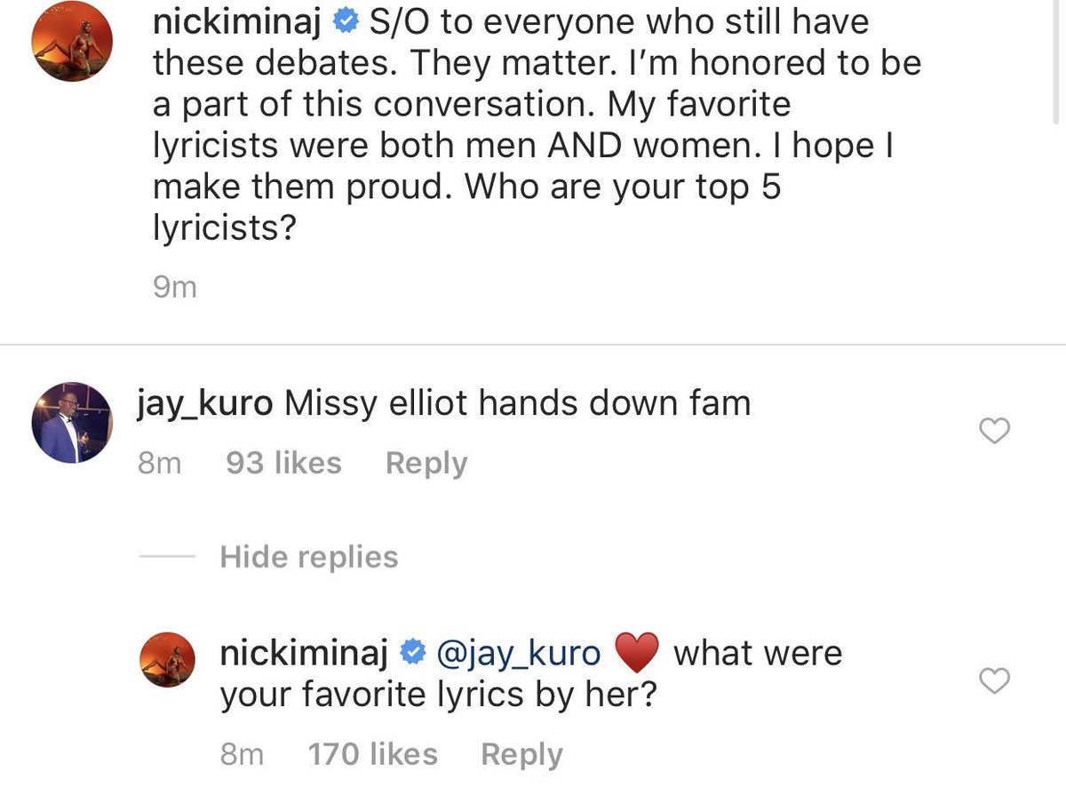 SADLY I think  @NickiMinaj fans got to her head. BC at the end of the day, she TRULY believes that Missy was shading her.Maybe she just hasn't seen the truth with receipts & has only gone by what her fans told/showed her.But this thread FURTHER proves all the love from Missy.