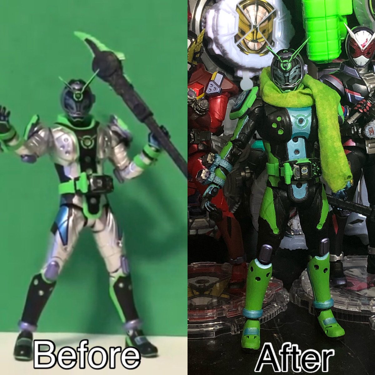 TrueKROOO's tweet photo. 祝え！
私は仮面ライダー黒ウォズ!

Rejoice!
I am Kamen Rider Black Woz!
Concept and artwork by the awesome @SpacewhaleArt, custom by yours truly

Still need to adjust the scarf a bit

 #造って遊ぼ  #ニチアサフィギュア改造部 https://t.co/L6SlXy2Wp3