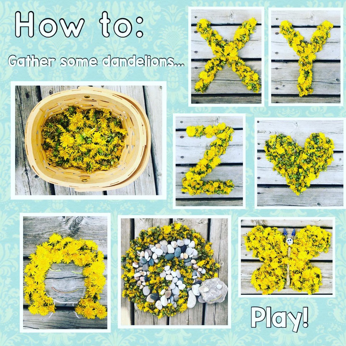 FDK_Lightning's tweet photo. Dandelion letters! Collect dandelions and explore letters, names, sight words. #lowkeyliteracy #notechliteracy #literacybehaviours #learningathome #dandelions #kindergarten https://t.co/lbK1PCTgoe