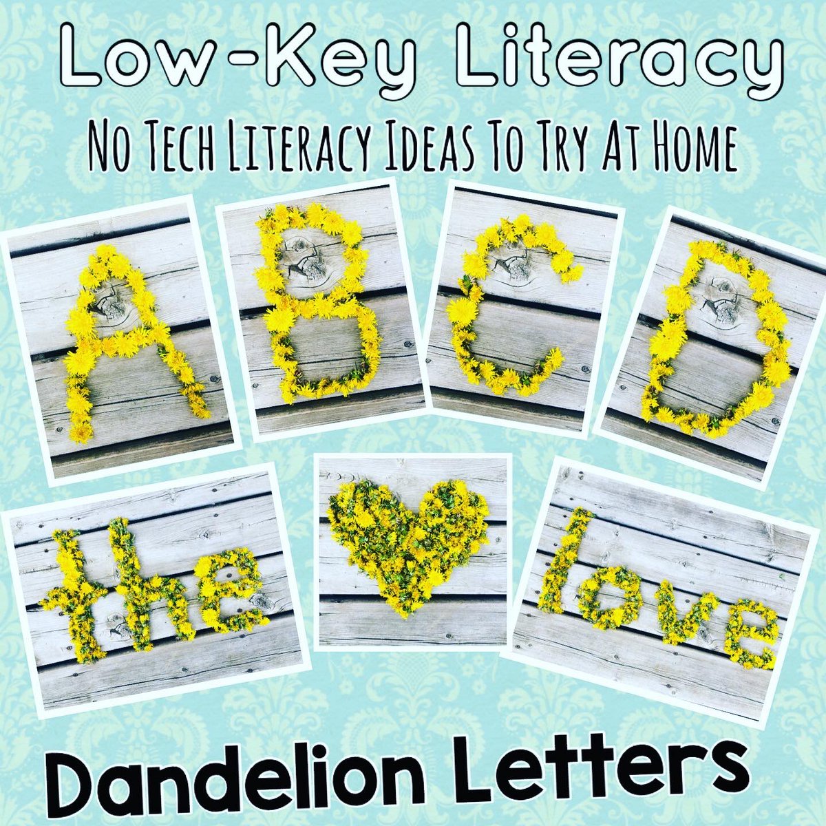 FDK_Lightning's tweet photo. Dandelion letters! Collect dandelions and explore letters, names, sight words. #lowkeyliteracy #notechliteracy #literacybehaviours #learningathome #dandelions #kindergarten https://t.co/lbK1PCTgoe