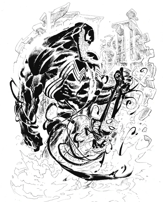 B/W art for Venom / Spidey 
#ink 