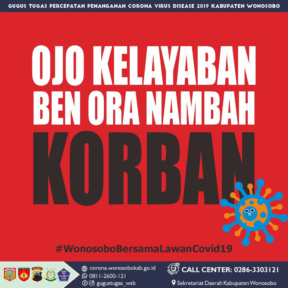 satuantugas_wsb's tweet photo. [#GugusTugasWSB] #WargaWSB, mari bersama cegah dan lawan penyebaran virus corona, dengan tetap mematuhi aturan dari pemerintah dan tetap disiplin.

#diRumahAja #TidakMudikTetapAsik #BeSmartPeople #WonosoboBersamaLawanCOVID19 #BersatuLawanCovid19 https://t.co/SkOVqz2yEF