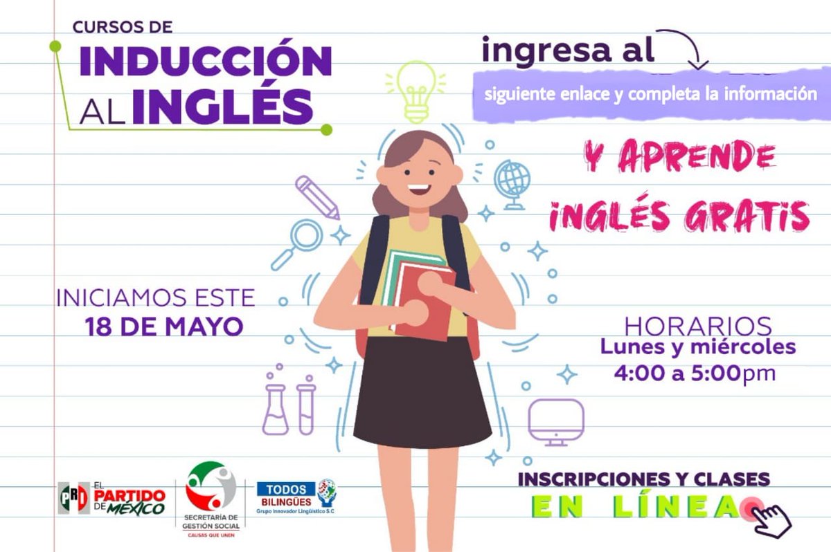 SGSPRINacional's tweet photo. El @PRI_Nacional a través de la @SGSPRINacional, pone en marcha el *Curso de Inducción al Inglés gratuito*. ¡Sólo tienes que llenar el siguiente formulario para obtener acceso!

Comenzamos este 18 de mayo ¡Inscríbete! 

👇🏻

https://t.co/mH8Zi4WKyt https://t.co/8W3K92xgez